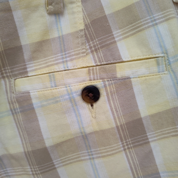 Haggar men's plaid yellow shorts cotton summer boat casual preppy 42 pastel - Picture 6 of 10